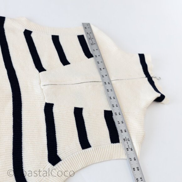 Oliver.O Anthropologie Striped Zipper Sweater Vest XL Top Coastal Nautical Golf - Picture 9 of 12